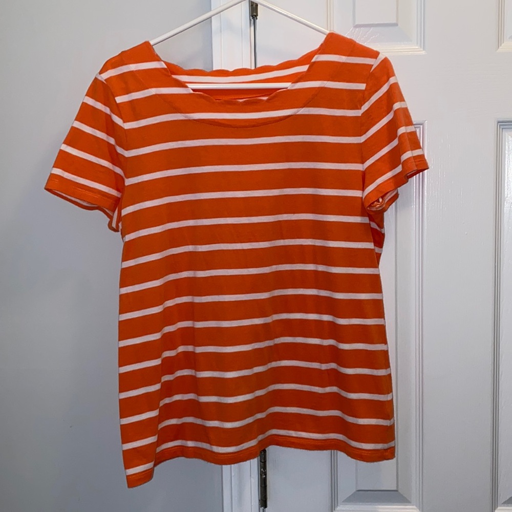 Talbots scalloped neck tee